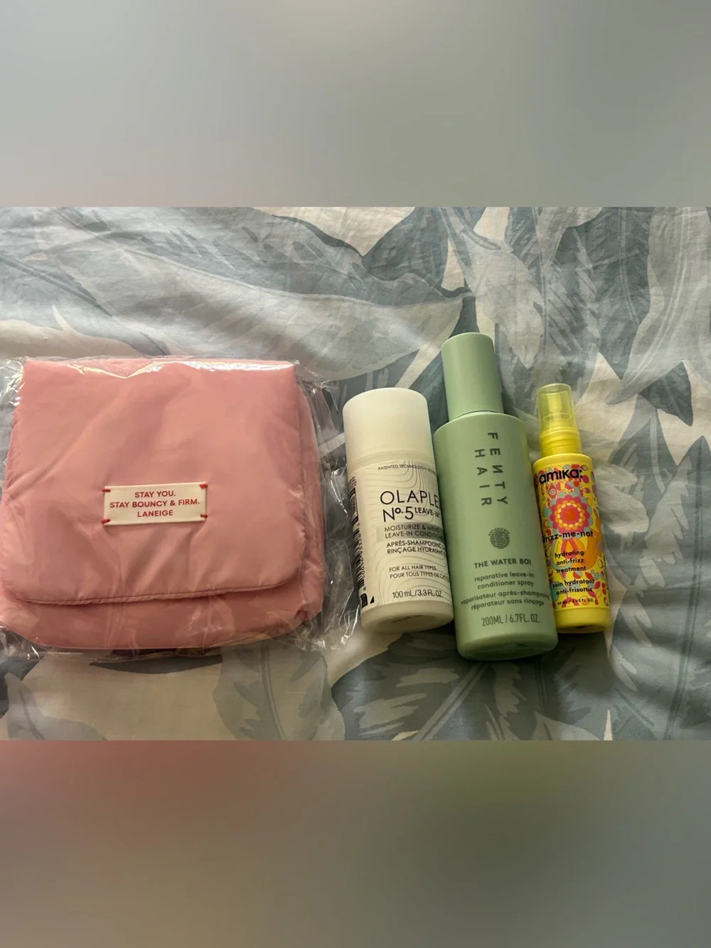 Fenty The Water Boi + Olaplex No.5 Amika anti-frizz with Pink Pouch